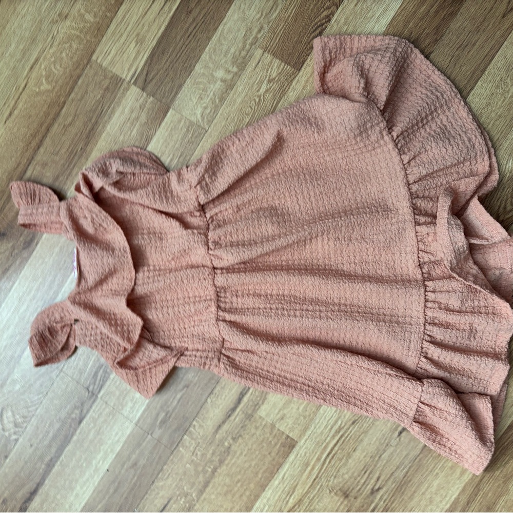 Peach Button-Down Ruffle Dress - Picture 2 of 2